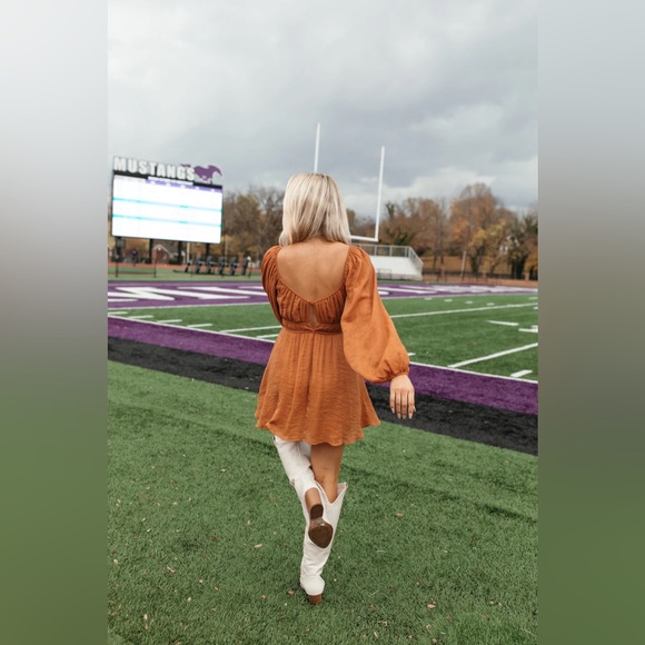 The Post Ali Romper Dress in Copper / Rust Orange Color in Size S - Picture 8 of 8